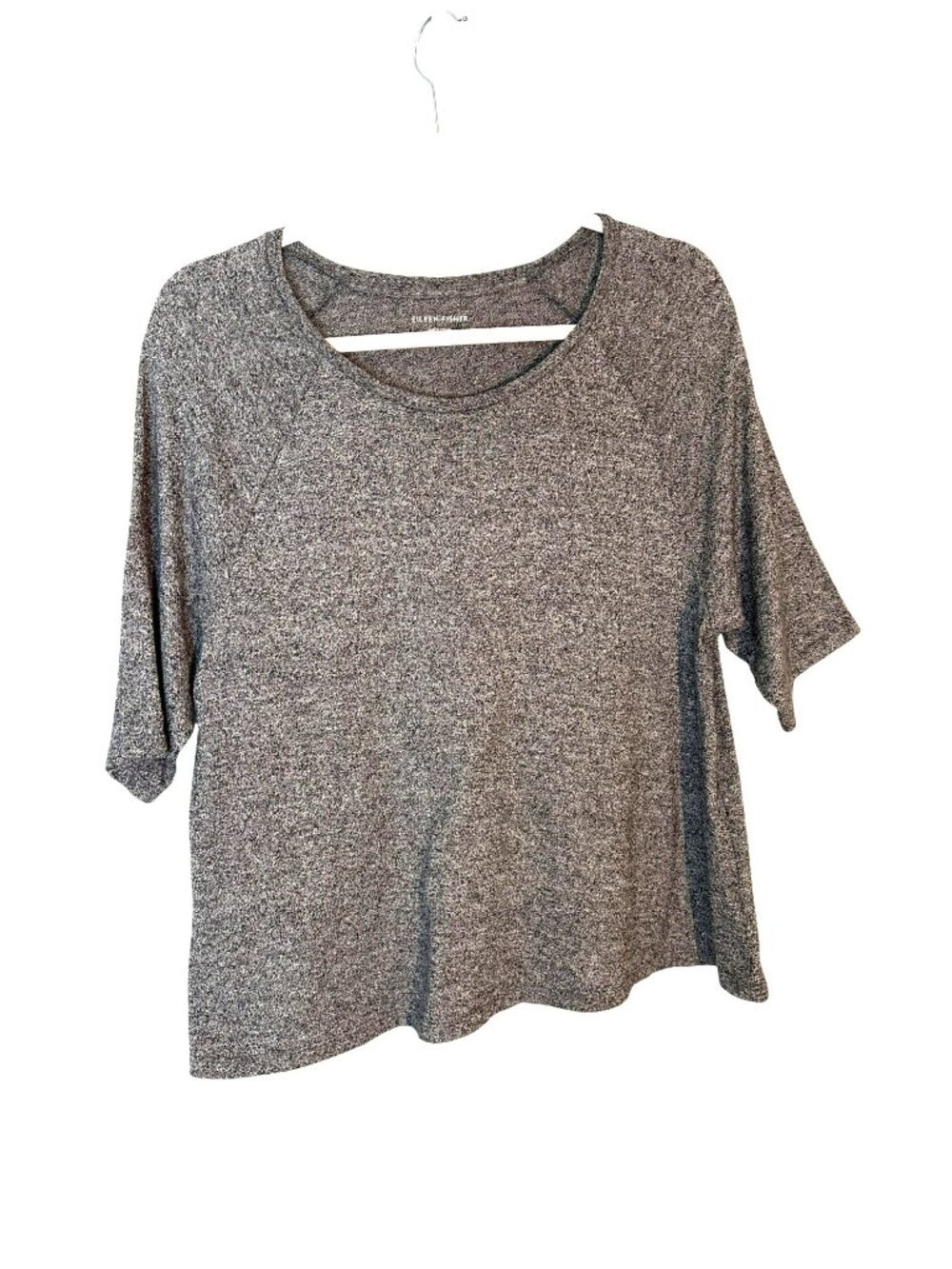 Eileen Fisher Organic Cotton Hemp Gray 1/2 Sleeve Top Size S